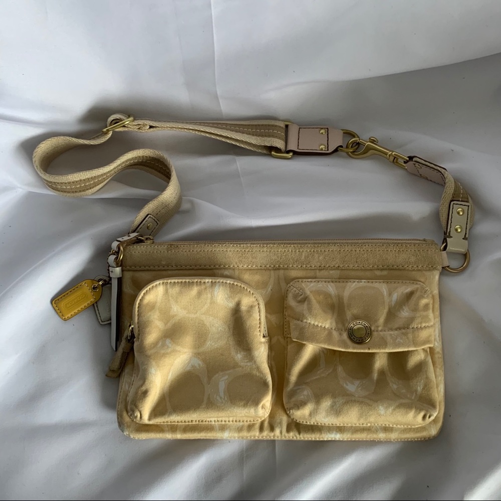 COACH Yellow & White Fabric Waist Bag